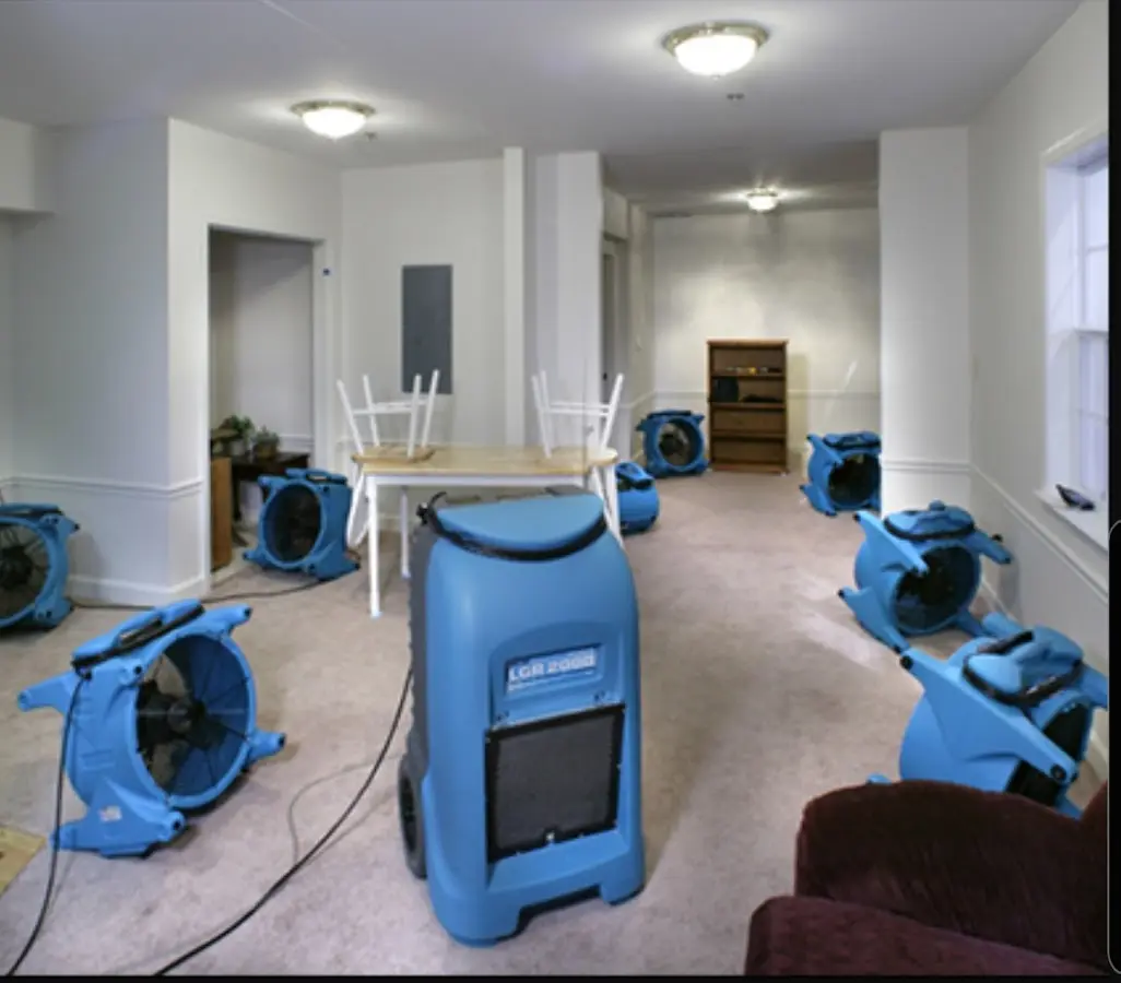 Air movers and dehumidifier setup for Water Extraction & Removal in Conover